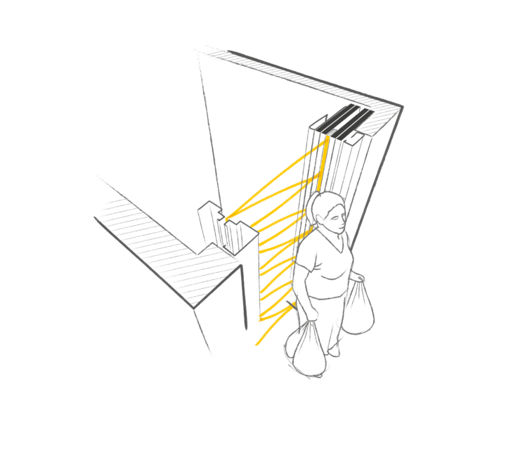 Illustration of a lift with infrared barriers